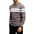 thumbnail image 5 of Men's Sweaters Striped Crew Neck Long Sleeve Loose Fit Soft Cozy Lightweight Pullover Sweater Tops, 5 of 7