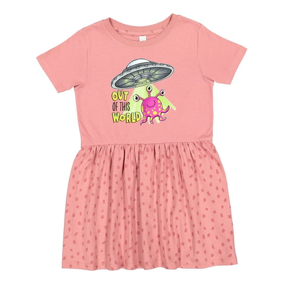 Inktastic Out of This World- Cute Pink Alien Ufo Girls Toddler Dress