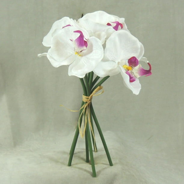 1 Pc 10 5 Inch Satin Phalaenopsis Orchid Bundle W 6 Blooms Perfect For Elegant Decorations Bridal Showers Wedding Bouquets Boutonnieres White Walmart Com Walmart Com