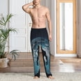 thumbnail image 5 of Vsdgher Moon Wolf Warrior Print Mens Pajama Pants Sleep & Lounge Pants, PJ Bottoms With elastic waistb and Pockets, 5 of 5