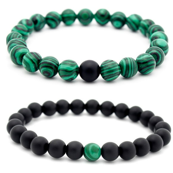 Bracelet for Women Men Bracelets Lava Rock Bracelet 2Pcs Men Women 8Mm Lava Rock Chakra Beads Elastic Natural Stone Agate Bracelet