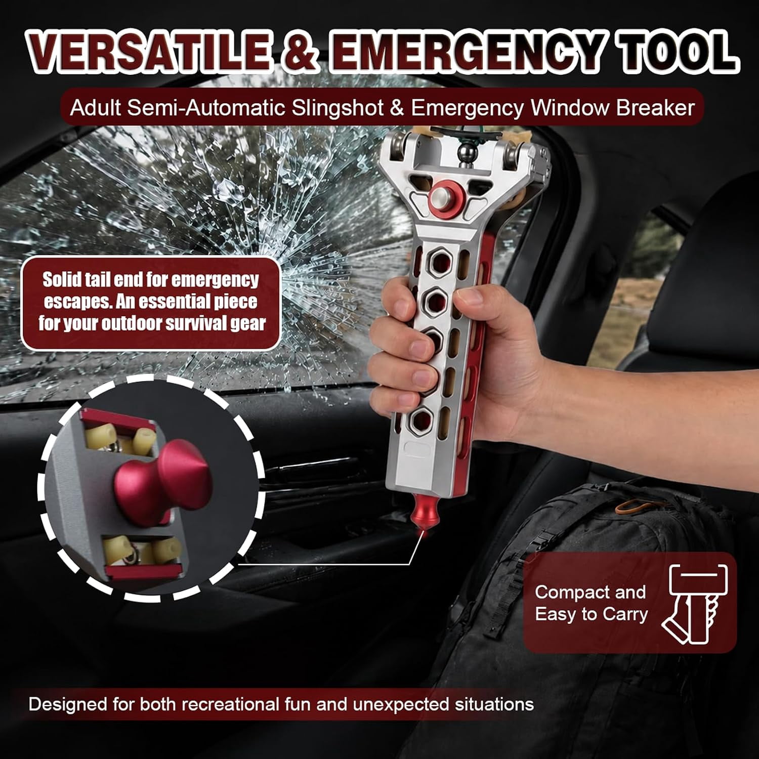 Adult Recreational Slingshot for Target Practice, Aluminum Alloy Manual-Loading Design