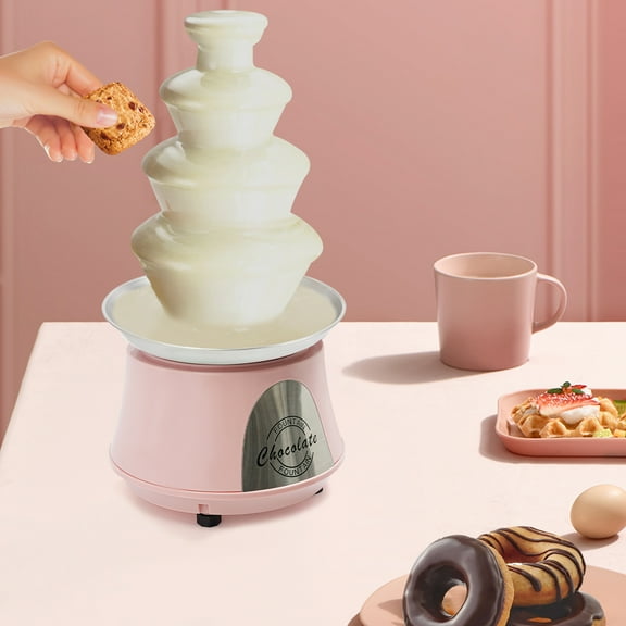 180W Copper Motor Chocolate Fountain 4-Tier Detachable Pink