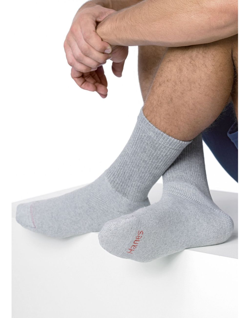 Hanes Men's 6-Pack FreshIQ Cushion Crew Socks: Grey, (Shoe Size: 6-12 ...