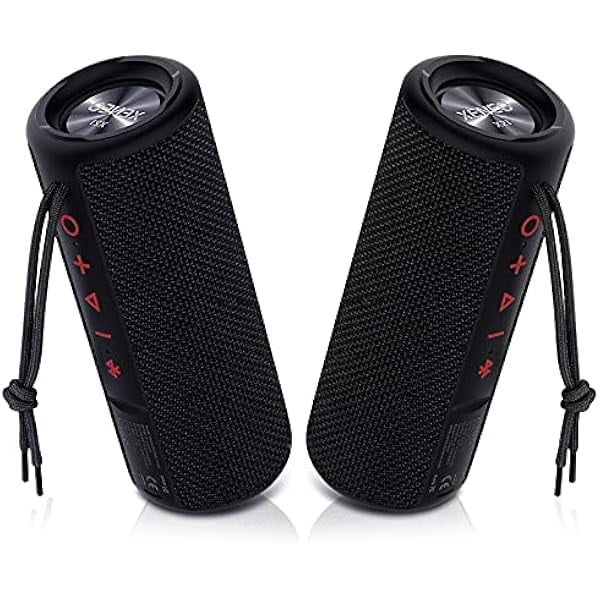 wonima11 X21 Dual Portable Bluetooth Speakers Waterproof Outdoor Wireless Stereo Pairing with FM Radio, Micro SD Card, IPX6, Aux Jack 30W for Home, Office, Party and Travel (Pack 2 Black)
