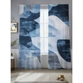 thumbnail image 2 of Abstract Mottled Theme Sheer Curtains for Living Room Bedroom, Light-filtering Sheer Curtain, Blue White Stitching Rod Pocket Voile Window Treatment Drapes, 52’’Wx108’’L, 2 Panels Set, 2 of 7