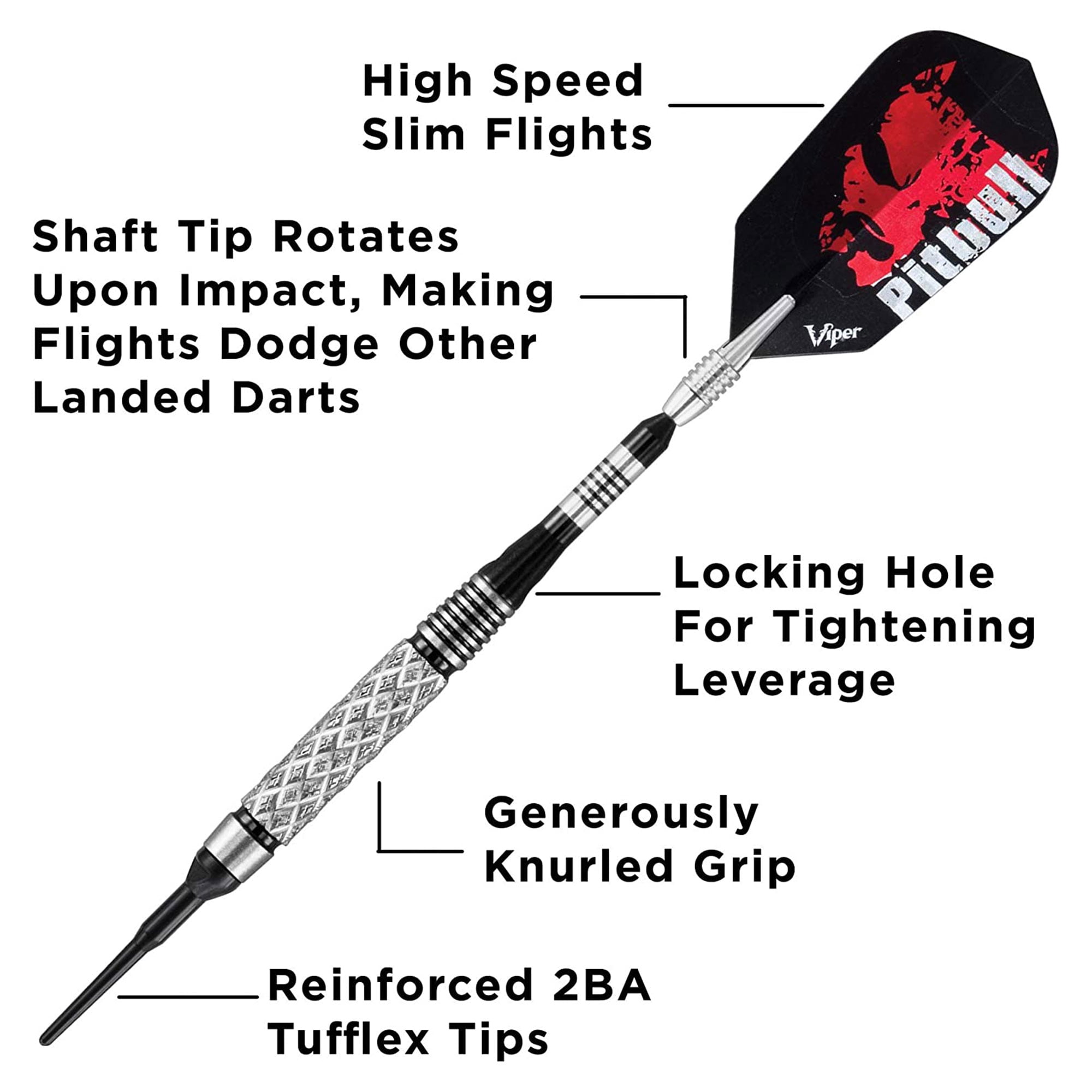 Viper Pitbull 90 Percent 18 Gram Tungsten Soft Tip Diamond Cut Barrel Darts