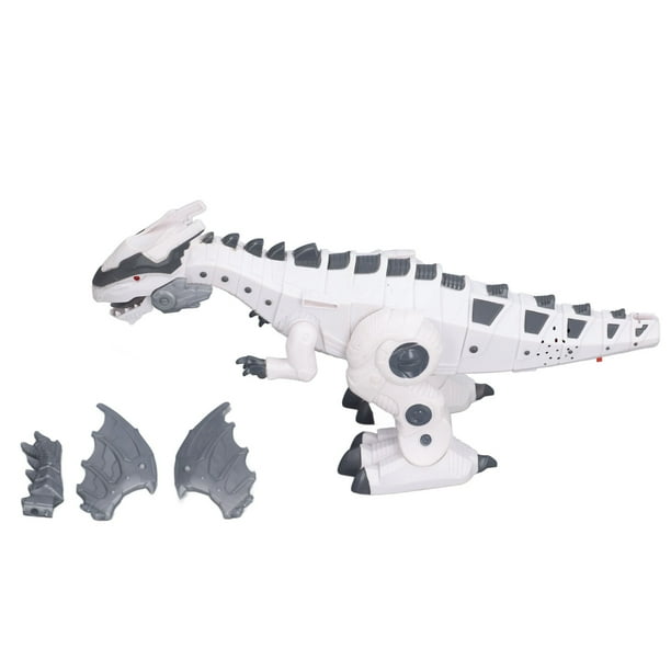 Juguetes eléctricos de animales que caminan con sonido intermitente de simulación Tyrannosaurus Rex, juguetes de dinosaurio mecánico blanco