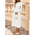 thumbnail image 3 of PRETTYGARDEN Women's Long Sleeve Midi Sweater Dress Fall Crewneck Knit A Line Pleated Wedding Guest Winter Dresses, 3 of 6