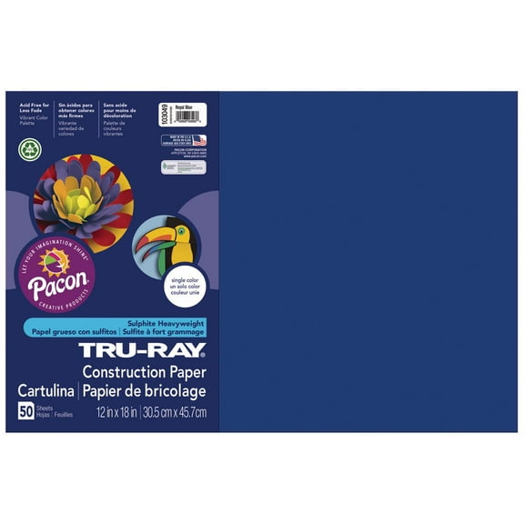 Tru-Ray Construction Paper, 76lb, 12 X 18, Royal Blue, 50/pack | Bundle of 5
