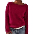 thumbnail image 2 of Bovemsi Womens Sweaters Cozy Women's Sweatshirt U Neck Long Sleeved Shirt Loose Casual Fall Fashion Sweater Business Casual Sweaters, 2 of 4