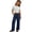 Navy, variant on hoksml Girls Cotton Linen Wide Leg Pants, Kids Drawstring Elastic Waist Pants with Pockets, Casual Split Hem Pants