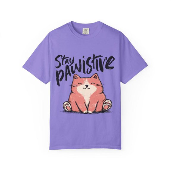 Stay Paw-sitive Cat T-Shirt, Cute Funny Kitty Graphic Tee, Positive Quote Animal Shirt, Unisex Cat Lover Gift Top