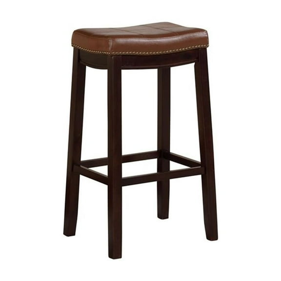 Riverbay Furniture Wood 32.5" Bar Stool in Espresso and Cognac Brown