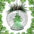 thumbnail image 3 of LED Glass Globe Christmas Ornament Hand Painted Glitter Snowflakes and Tree Color Changing Lights, 3 of 4