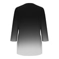 thumbnail image 4 of UAMVSH 3/4 Sleeve Tops for Women Trendy Gradient Crew Neck Pleated T-Shirts Casual Vacation Graphic Tunic Tops Fall Clothes (XX-Large,Black), 4 of 5