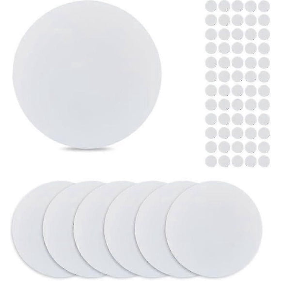 8Pcs Plastic Flat Blank Wall Hole Cover Sheets with 60PCS Plastic Stickers 5.98inch PVC Material Dustproof Cover Plate Flat Round Frosted Blank Plate