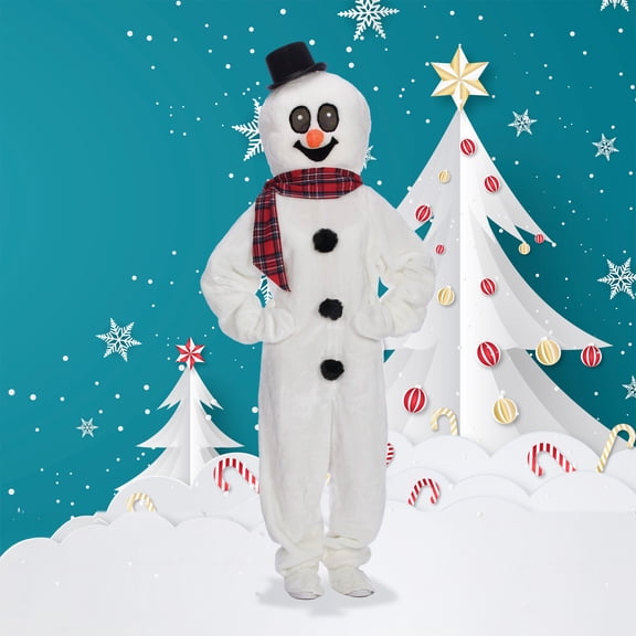 The Costume Center 5 Piece Snowman Suit and Mascot Head with Hat – Adult Size Medium