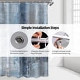thumbnail image 5 of Blue Shower Curtain, Abstract Blue and Gray Shower Curtain, Vintage Country Grunge Style Paint Brush Graffiti Pattern Fabric Bathroom Decor Curtain, 5 of 6