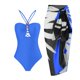 thumbnail image 3 of Gibobby Conjunto de traje de baño de bikini Traje de baño de 1 pieza para mujer+1 pieza para cubrir traje de baño de dos piezas con estampado vintage Mon(BU1,G), 3 of 4