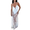 thumbnail image 3 of Femmes Robes Dentelle Sans Manches V Cou Mesh Voir à Travers Cover Ups Robe Décontractée Robes de Soirée, 3 of 4