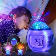 EEEkit Alarm Clock Projector, teenager Sleep Clock, Starry Sky Night Light Star Projection Clock, Music Digital Alarm Clock with LED Backlight Calendar Thermometer for Kids Baby Children Bedroom Party