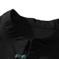 thumbnail image 6 of UVEASISHA Linen Shirts for Men Roll Up Long Sleeve Beach Shirt Stand Collar Casual Chinese Frog Button Shirts Solid Color Vacation Wear Black L, 6 of 8
