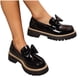 thumbnail image 3 of Xucatan Women's Patent Leather Tassel Loafers, Chunky Sole Slip-On Flat Shoes, Classic British Style Casual Shoes for Women, Plus Size Uniform Shoes Gift, 3 of 8
