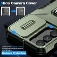 thumbnail image 2 of ELEHOLD for Samsung Galaxy A16 5G Case with Slide Cover Protector 360° Rotation Metal Ring Kickstand Impact-Resistant Shockproof Support Magnetic Car Mount Rugged Case ,Darkgreen, 2 of 8