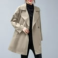 thumbnail image 5 of Olyvenn Womens Large Size Workwear Hooded Windbreaker Lapel Double Side Pockets Loose Comfortable Office Outing Coats Khaki XL, 5 of 8