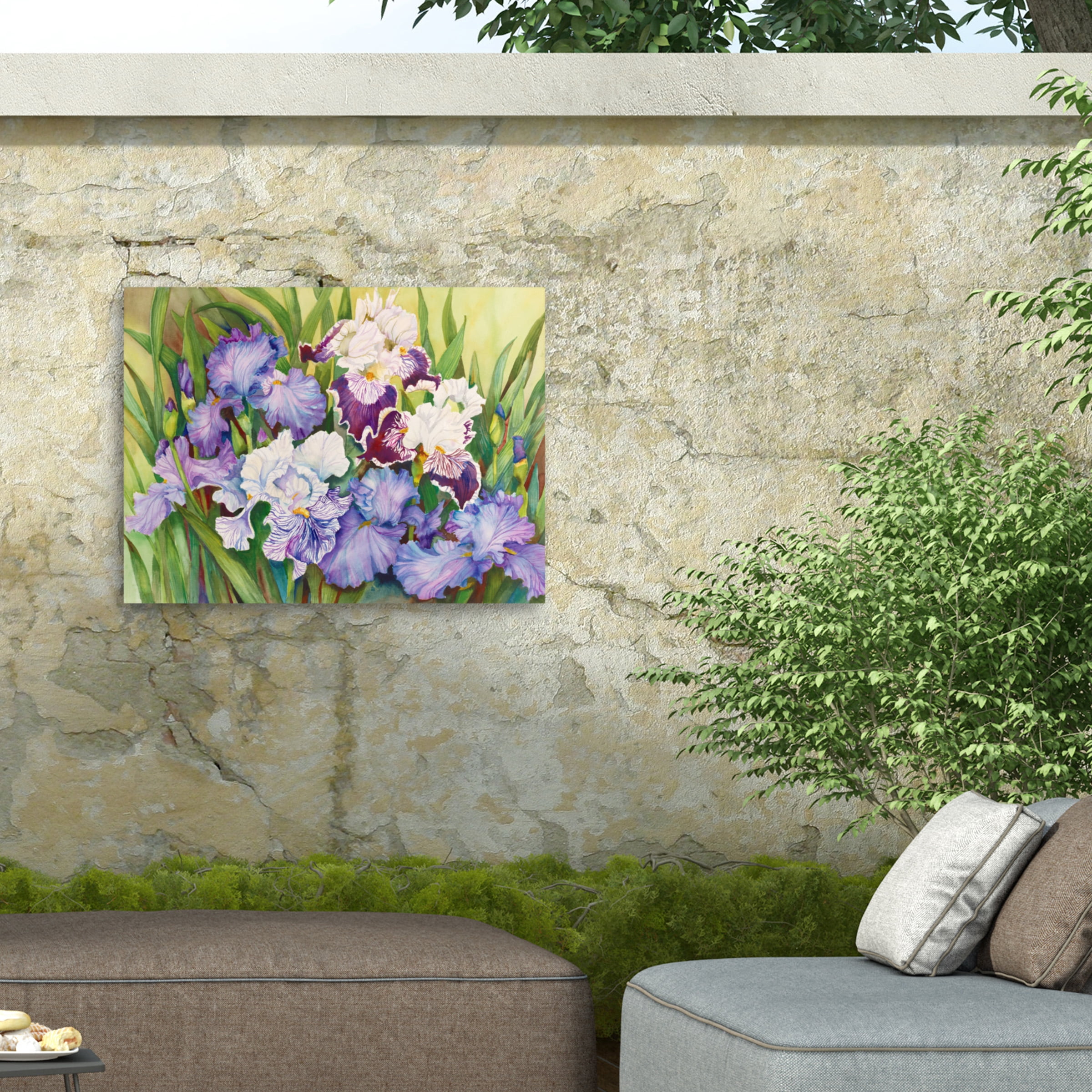 Joanne Porter 'Irises In Shades Of Lavender' Outdoor Canvas 14x19