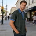 thumbnail image 6 of Ecqkame Men's Lapel Shirts Short Sleeve Casual Lightweight Pullover Tops Daily Versatile Outdoor Golf Tennis Shirt Dark Gray M, 6 of 9