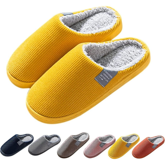 Slippers For Women & Men Memory Foam Warm Slip On Slippers Comfy Plush Lined House Shoes
