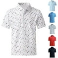 thumbnail image 1 of T-shirt Femme Été Mode Imprimé Col en V Manches Courtes Polo Tee Shirt Course Femme Rouge TTTG, 1 of 3