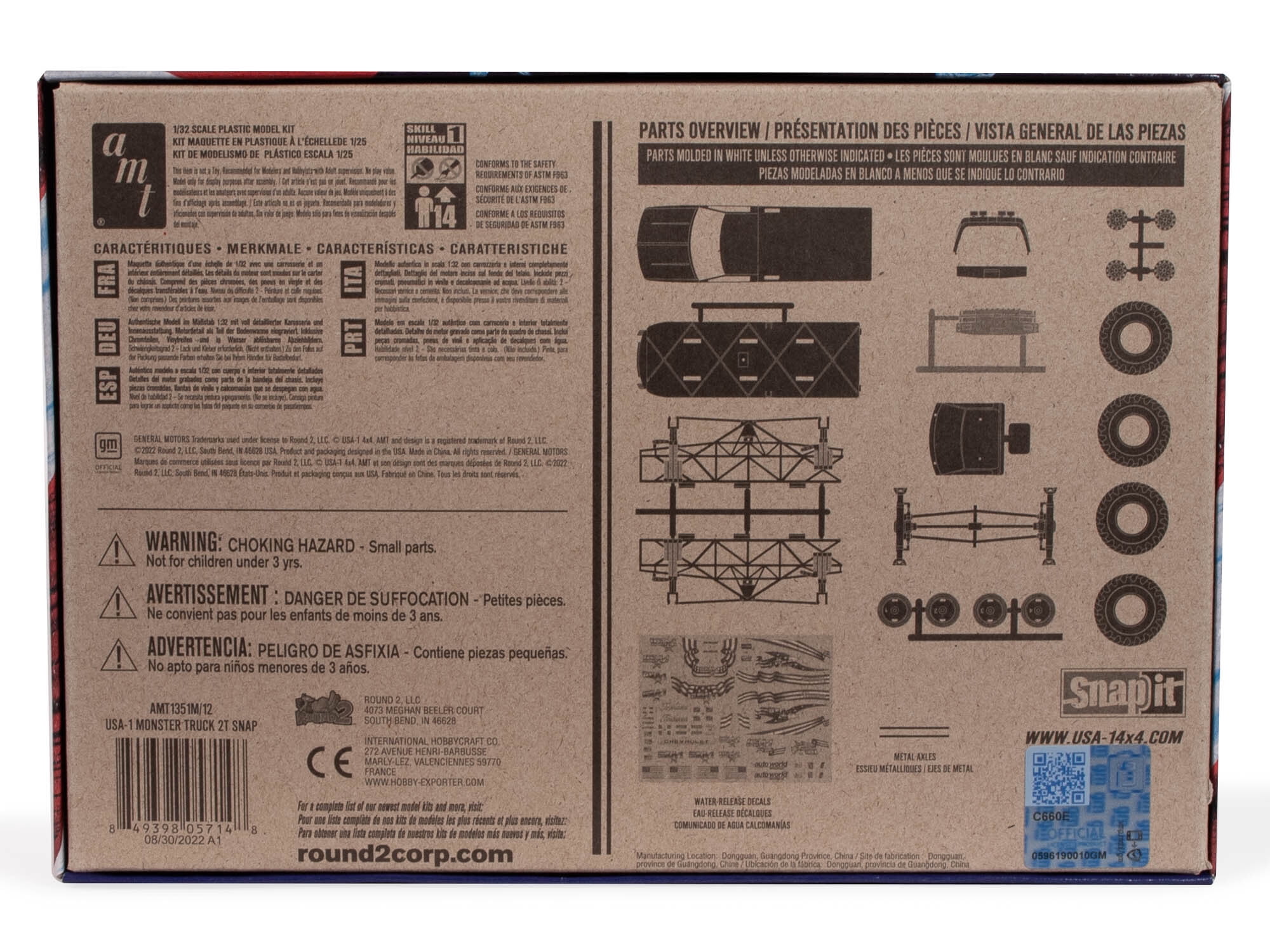 Skill 1 Snap Model Kit Chevrolet Silverado "USA-1" Monster Truck 1/32 Scale Model by AMT