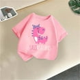 thumbnail image 2 of SGFCWSX Girls Short Sleeve T-Shirt, Kids Crew Neck Print Casual Cotton Top, Daily Summer Tees Pink Size 10-12 Years, 2 of 7