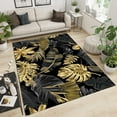 thumbnail image 3 of Black Gold Tropical Plants and Flowers Area Rug, Modern Light Luxury Pattern Rugs Color Long Indoor Non-Slip Washable Carpet,Suitable for Entrance Hall,Living Room,Kitchen(4x5ft, 3 of 7