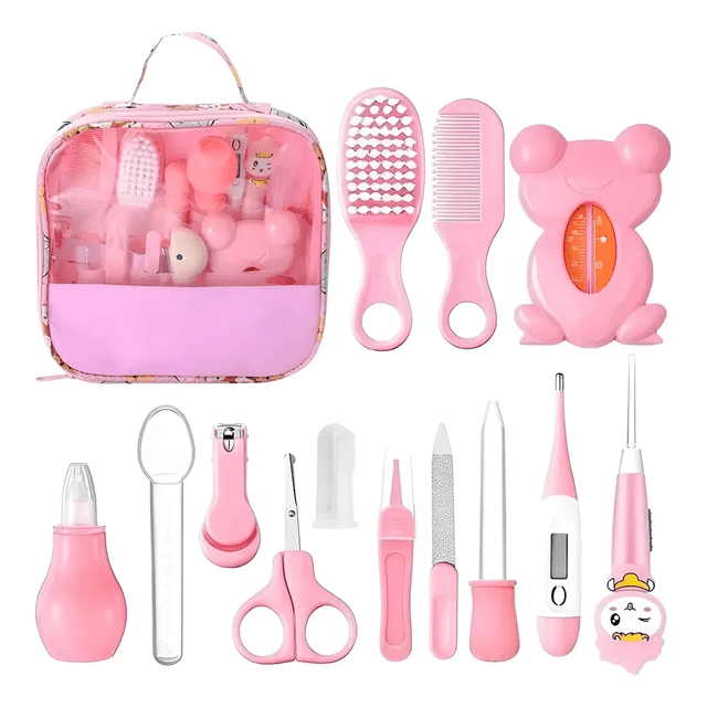 Kit De Higiene Cuidado Bebé 13pcs Termómetro Salud Manicure Xtellar Rosa