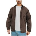 thumbnail image 1 of LNWUY Corduroy Shirts for Men Spring Autumn Long Sleeve Button Down Casual Ribbed Shacket Slim Fit Lightweight Jacket Brown XXL, 1 of 4