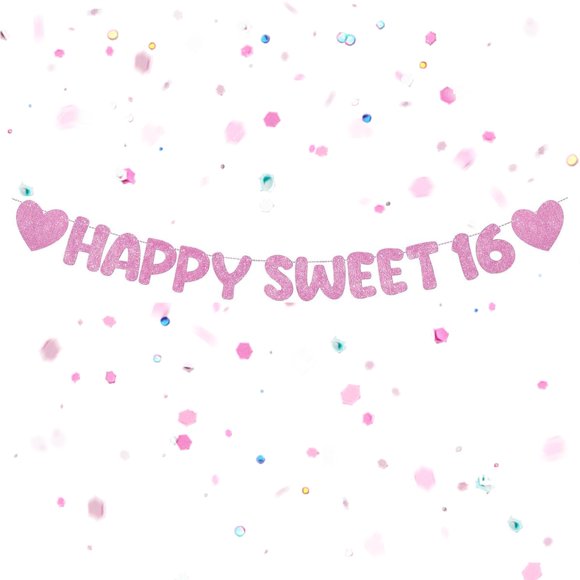 YQWIN 16th Birthday Banner 16th Birthday Party Decorations Happy Sweet 16 Banner Happy 16th Birthday Banner 16th Birthday Party Sign for 16 Years Old Anniversary Decortaions 16th Birthday Decorations
