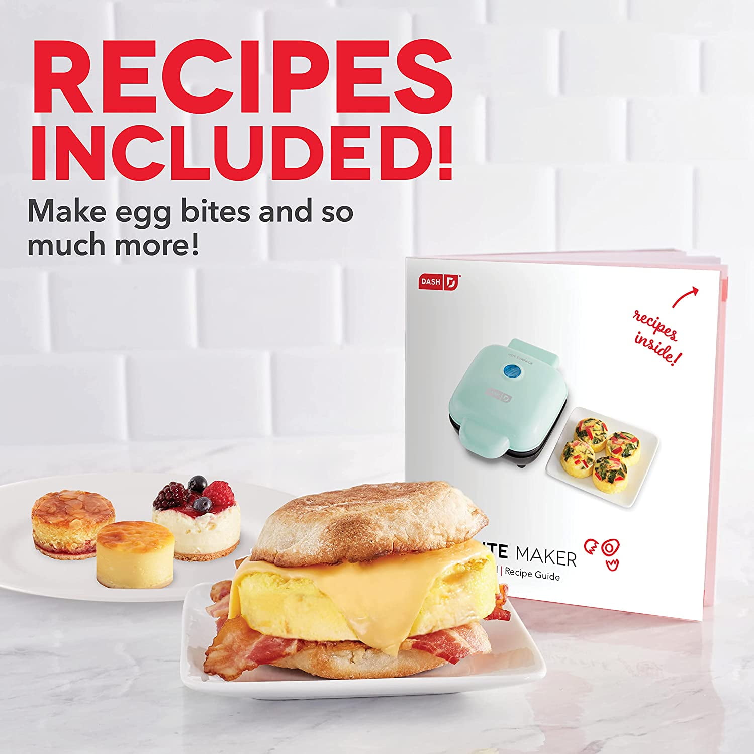 FineMade Sous Vide Style Egg Bite Maker Machine with 4 Silicone Molds,  Grilled Cheese Maker, Mini Griddle, Ideal for Breakfast Sandwiches, Snacks