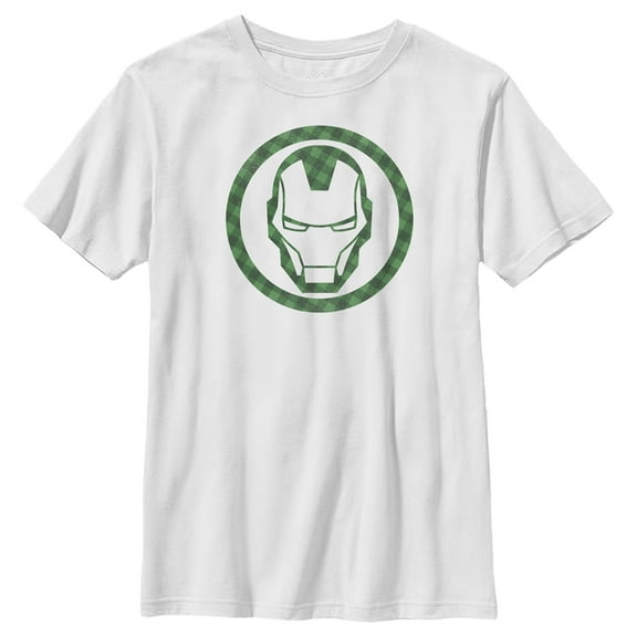 Boy's Marvel St. Patrick's Day Lucky Iron Man Mask  Graphic Tee White X Small