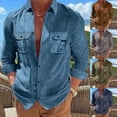 thumbnail image 4 of Men Long Sleeve Solid Color Slim Fit Shirt Casual Party Formal Tops Blouse Retro, 4 of 6