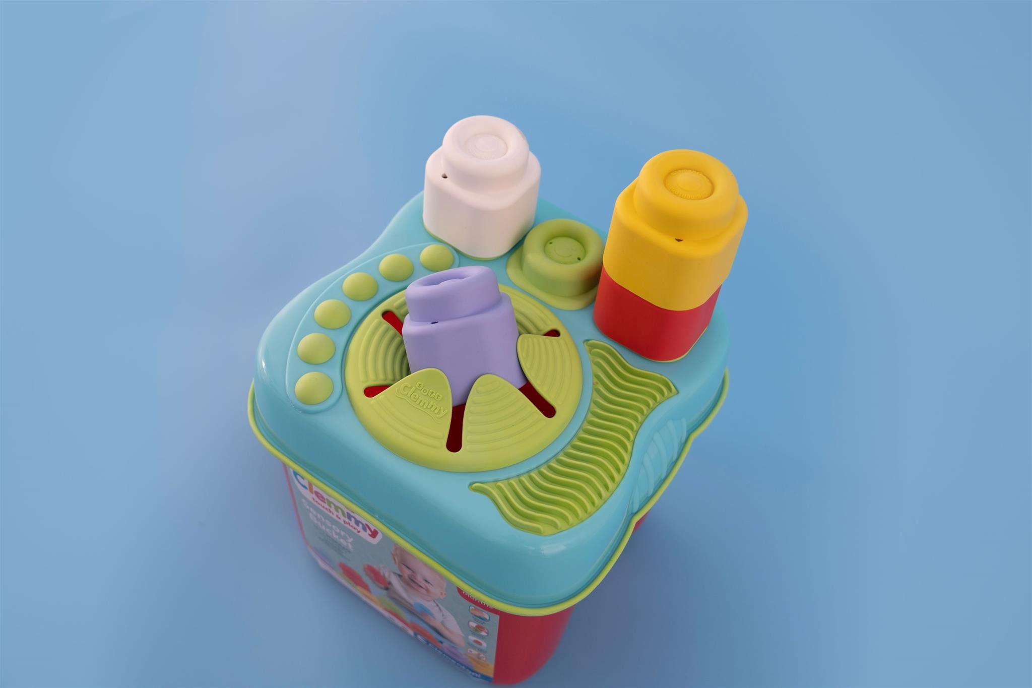 Clementoni Clemmy Sensory Bucket with 15 Soft Blocks, Develops Motor Skills & Sensory Play for Babies 6 Months and Up