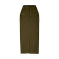 thumbnail image 7 of Women High Waisted Cargo Pencil Midi Skirt Business Casual Work Office Slit Skirts With Pockets, 7 of 7