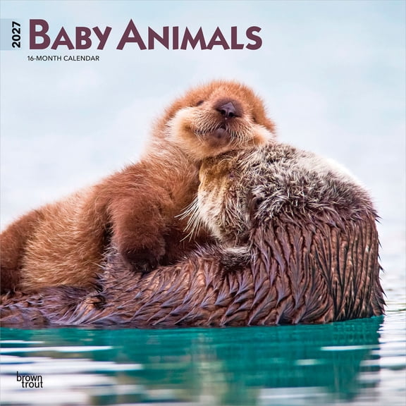 Baby Animals | 2027 12x24" (Hanging) Wall Calendar | Plastic-Free