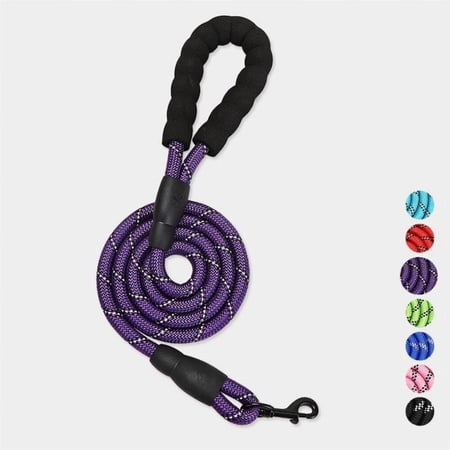 5 FT Long Heavy Duty Dog Leash with Padded Handles and Highly Reflective Bands for Small Medium and Large Breed with Swivel Lockable Hook for Walking and Hiking