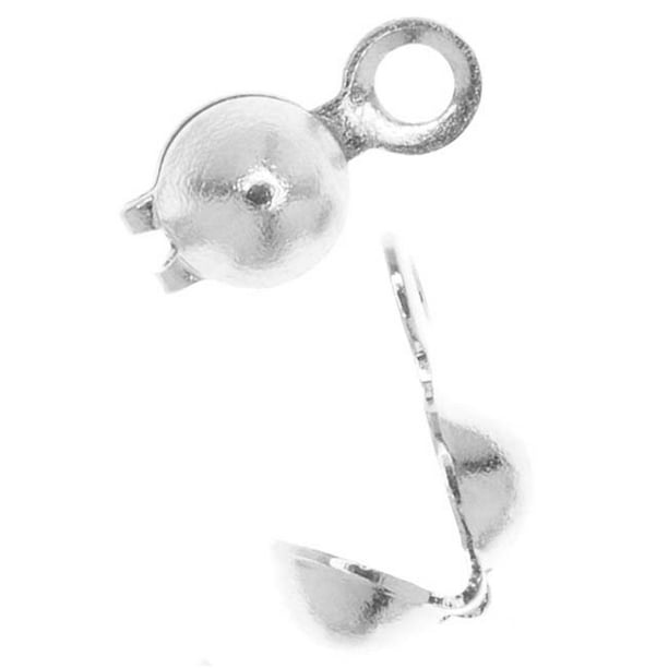 Knot Covers, Clamshell with Closed Loop 3.7mm, 50 Pieces, Silver Plated