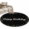 thumbnail image 2 of Round Area Rug 4ft,Colorful Happy Birthday Washable Carpet Non-Slip Runner Accent Rugs Indoor Floor Mat for Bedroom Living Room Decor,Black, 2 of 9