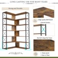 thumbnail image 5 of Resenkos 7-Tier Bookcase Home Office Bookshelf,L-Shaped Corner Bookcase with Metal Frame,Industrial Style Shelf with Open Storage,Brown, 5 of 8